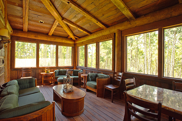 Custom screen porch ski chalet